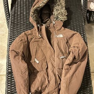 Brown Fur-Lined women’s north face Jacket small